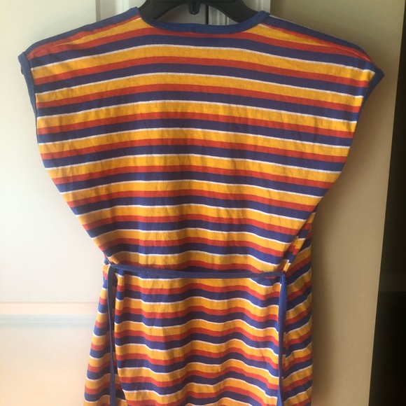 VINTAGE SEARS JR BAZAAR CARDIGAN 70’s STRIPES TIE BELT AT WAIST THIN TERRYCLOTH? - Picture 7 of 8